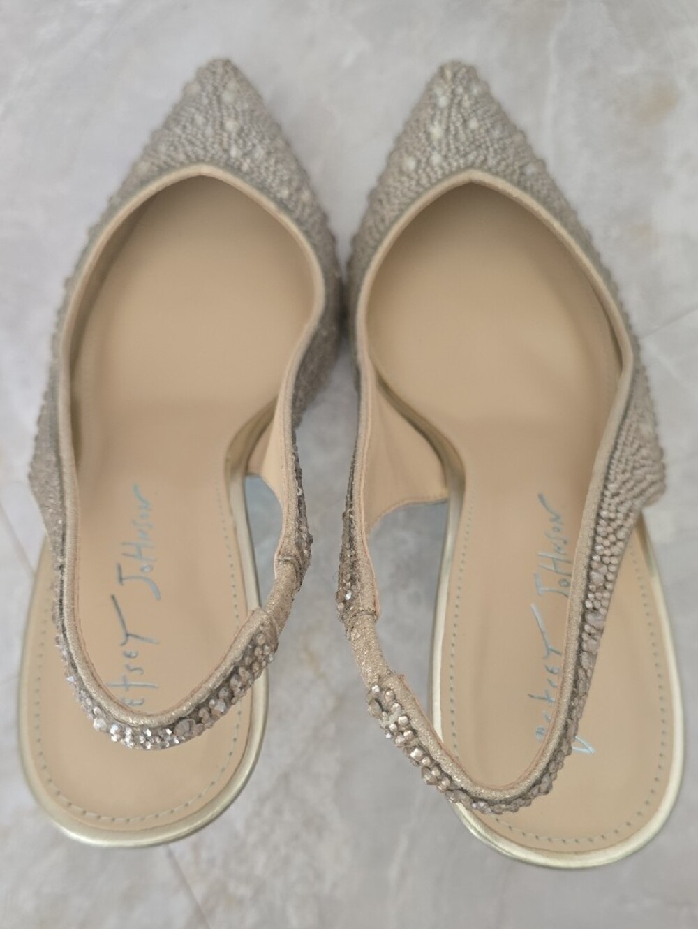Betsey Johnson Clark Rhinestone Slingback Pumps - Light Gold - Size 7 - Picture 7 of 11